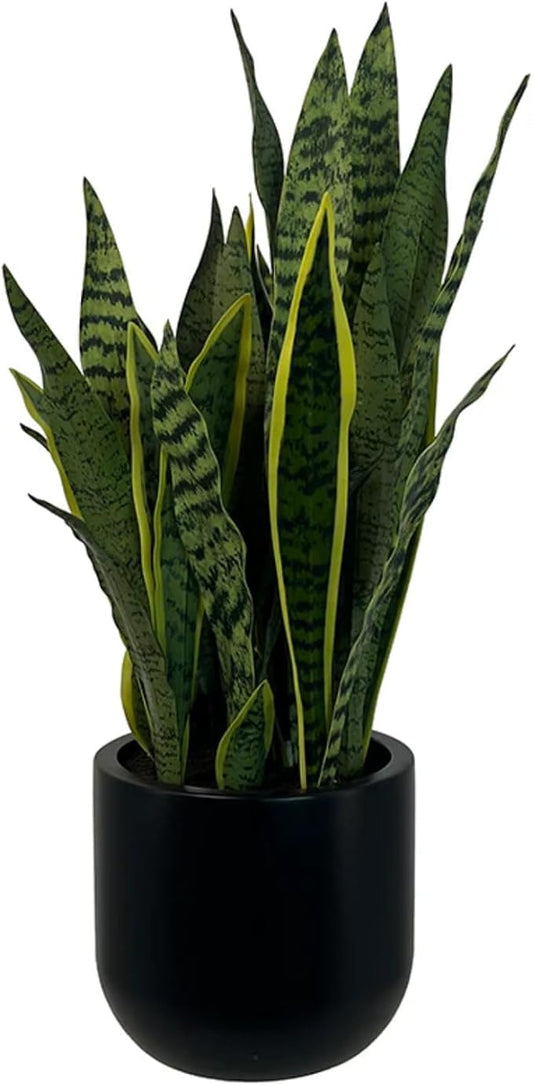 CG Hunter Faux Snake Plant, Premium Artificial Indoor Plant Stands 30” Tall and Enhances Interior Design, Lifelike-Leaves Create Realistic Natural Appearance, Black Planter Pot Included