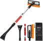 FOVAL 47.2" Extendable Ice Scraper Snow Brush with Squeegee for Windshield Window Car Trucks SUVs, 270° Pivoting Brush Head, Essential Winter Tool Ice Snow Remover with Comfortable Foam Grip