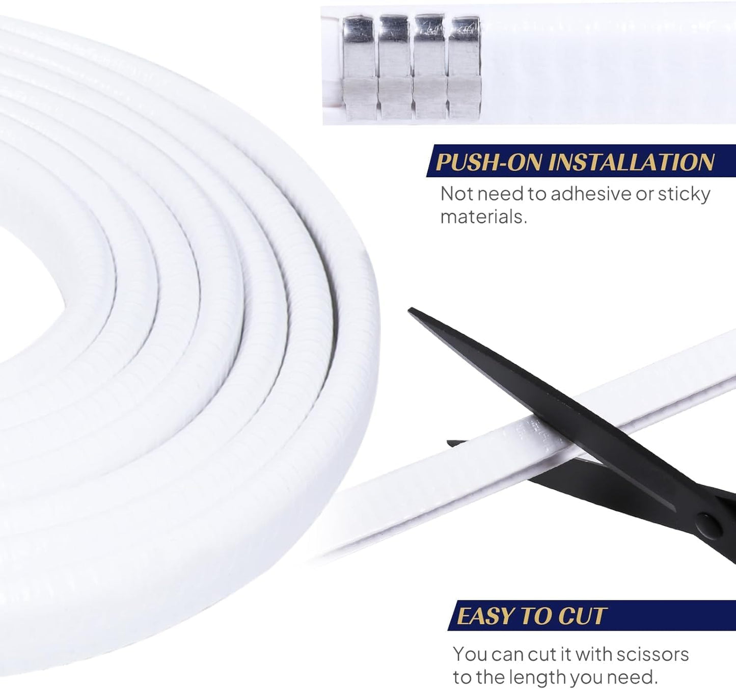 Edge Trim White U-Channel Rubber Trim Edge with Metal 1/2" X 3/8" - Fit Gap 3/64" to1/4 Car Door Edge Sealing Strip, PVC Weather Stripping with Steel, Metal Edge Protector, 32FT