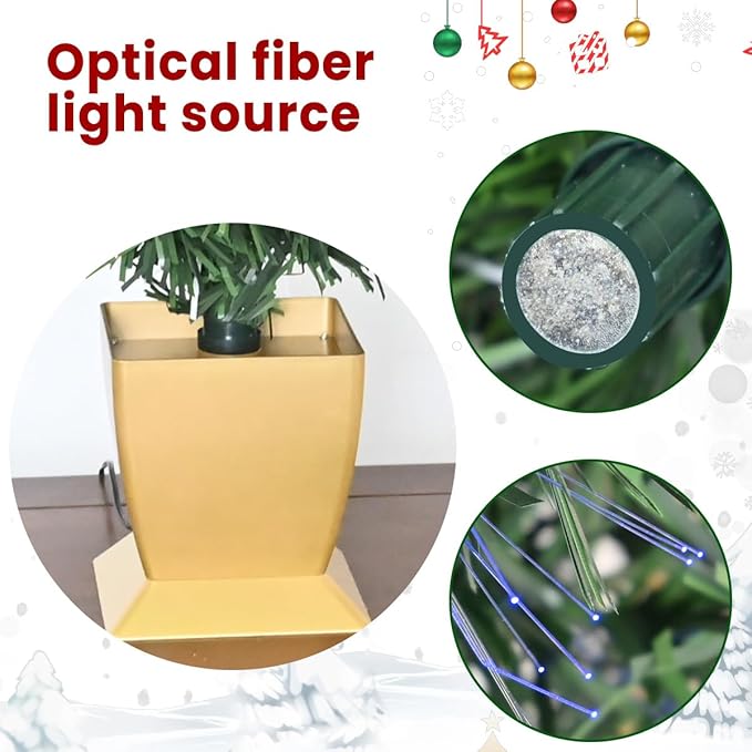 32inch Pre Lit Fiber Optic Christmas Tree,Small Christmas Tree with Lights,Mini Tabletop Christmas Trees,Starry Sky‌ Xmas Tree for Home,Office,Party Decoration,Indoor,Outdoor(Green)