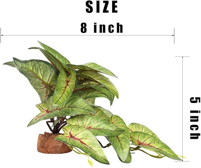 Reptile Plants for Terrarium, Ball Python Tank Decor Accessories fit Bearded Dragon Crested Leopard Gecko Lizard Chameleon Snake Frog Tortoise Hermit Crab - Fake Arrowhead Plants