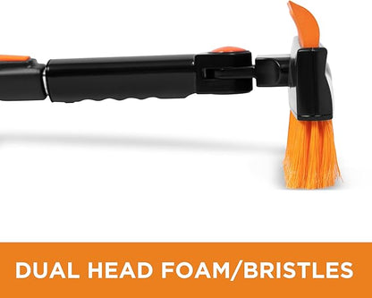 BIRDROCK HOME 60" Extendable Car Snow Brush and Ice Scraper | Lightweight Aluminum Snow Clearing Tool w/Detachable Ice Scraper w/Ergonomic Grip Design | 13" Foam & Bristle Head for Truck Car SUV RV