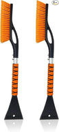 EcoNour 27" Car Snow Brush and Ice Scrapers for Car Windshield (Orange - 2 Pack) | Scratch Free Bristle Head Snow Brush & Tough Window Snow Scraper with Aluminium Body