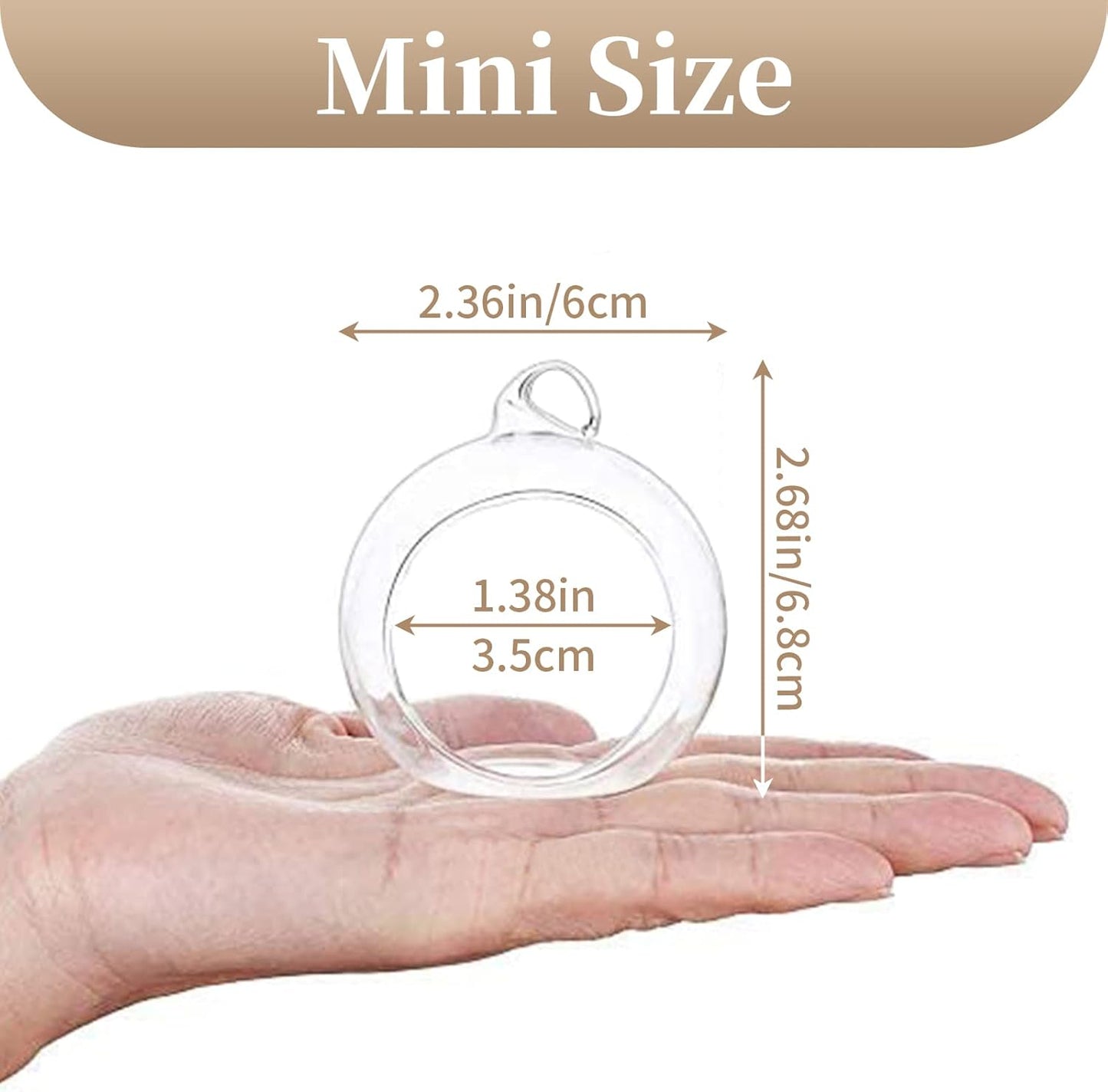 Sziqiqi Hanging Glass Globes Orbs Tea Light Candle Holders fillable with Trinkets for Wedding Ornaments, Wedding Birthday Christmas Party Centerpiece Accessory 2.36inch 100pcs +8 Extra