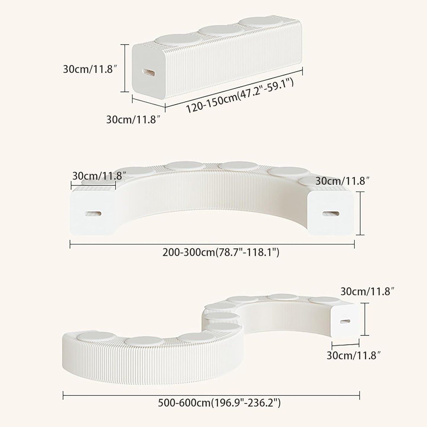 Foldable Kraft Paper Stool, Honeycomb Accordion Folding Bench, Collapsible Paper Stool for Small Spaces, Portable Footrest and Side Table for Living Room and Office,Black-44×31×300cm