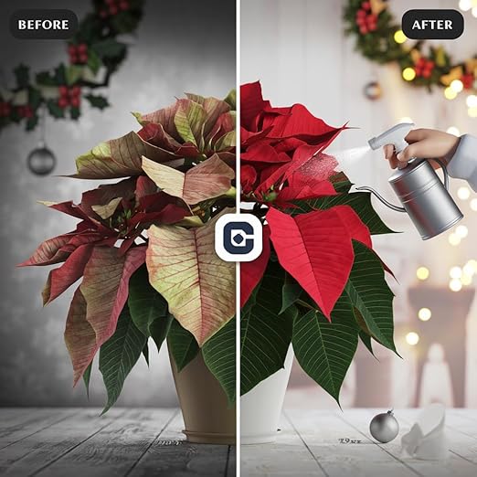 Gardenera Poinsettia Plant Fertilizer - 3-1-2 NPK - Organic Liquid Plant Food for Christmas Flowers and Trees - 8oz Concentrate