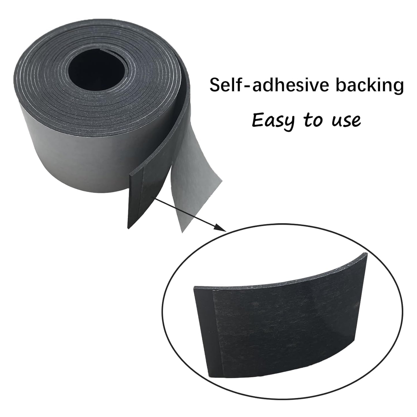 Solid Rubber Sheet with Adhesive 1/16 (.062)" Thick X 2" Wide X 10'Long, Solid Rubber Strips Rolls Self Adhesive for Gasket, Protection (2" X10'X1/16)