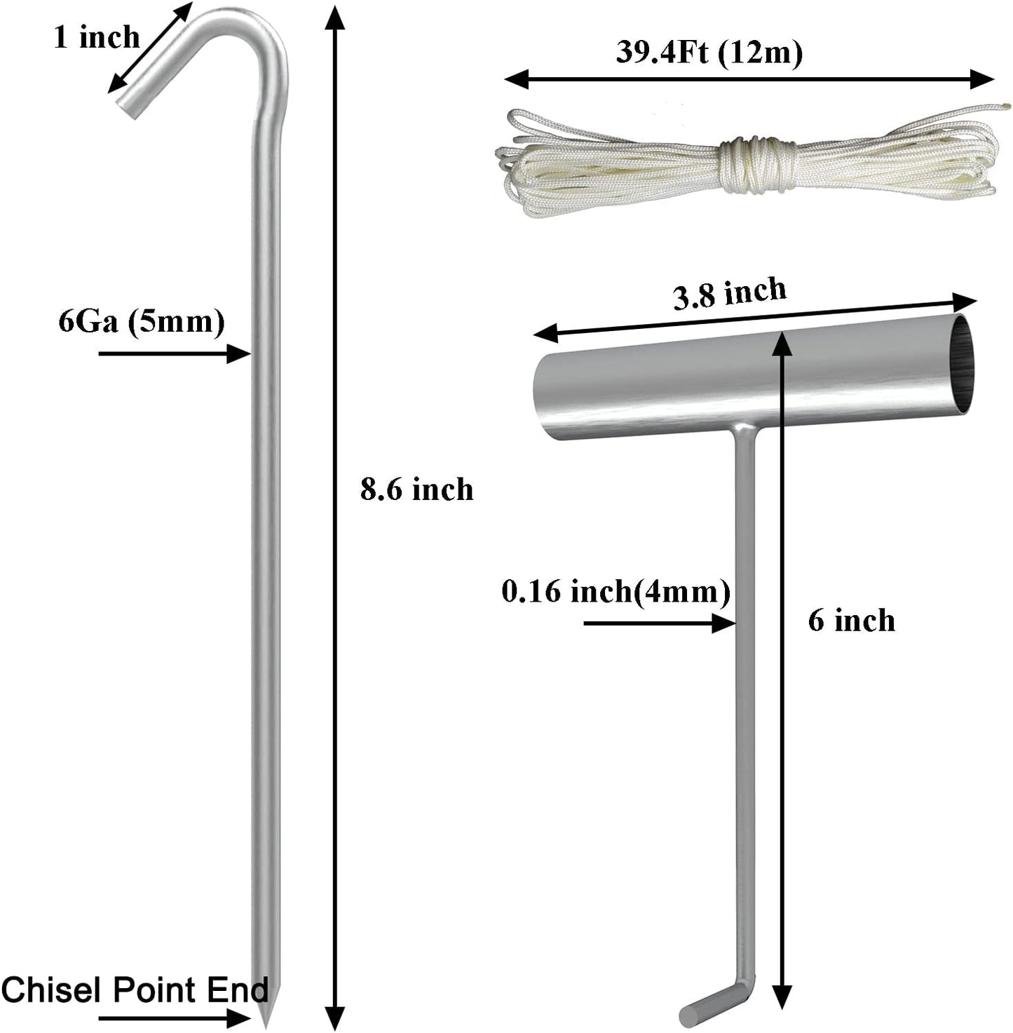 AAGUT Tent Stakes, Tent Stake Metal Garden Edging Fence Hooks Yard Camping Stake Heavy Duty Galvanized 9 Inch (9 Inch Tent Stakes KIT, 50)