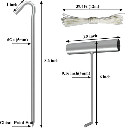 AAGUT Tent Stakes, Tent Stake Metal Garden Edging Fence Hooks Yard Camping Stake Heavy Duty Galvanized 9 Inch (9 Inch Tent Stakes KIT, 50)