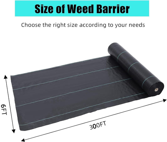 6ft x 300ft Premium Weed Barrier Landscape Fabric, 3.2oz Heavy Duty, Weed Control Fabric, High Permeability Good for Flower Bed, Driveway Fabric Ground Cover