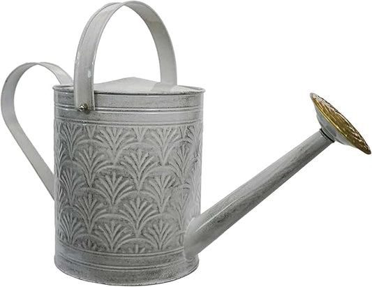 Headwind Aurora Antique White Metal Watering Can 2 Gallon – Galvanized Vintage Large Watering Metal Can for Indoor & Outdoor Garden Use by Robert Allen