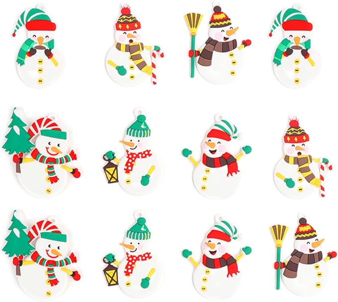 Christmas Ornaments Set Winter Snowman Ornaments for Christmas Tree Pendant Family Hanging Christmas Decorations for Xmas Home Party Holiday Decor 12 Pieces