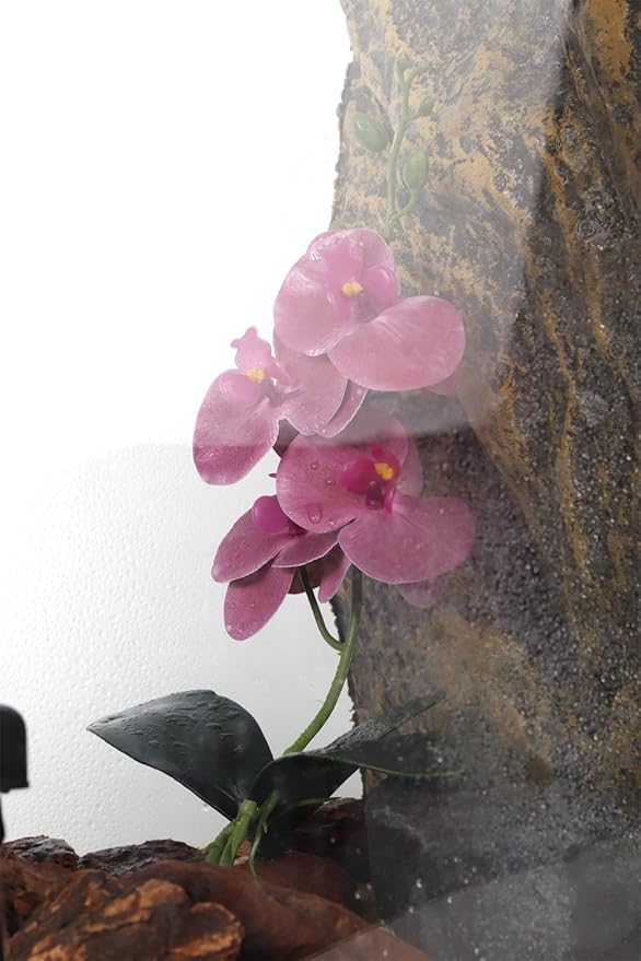 Fake Orchids Artificial Flowers, Reptile Terrarium Decor Plants, Bearded Dragon Tank Accessories fit Crested Gecko Leopard Lizard Chameleon Ball Python Snake Frog - Purple