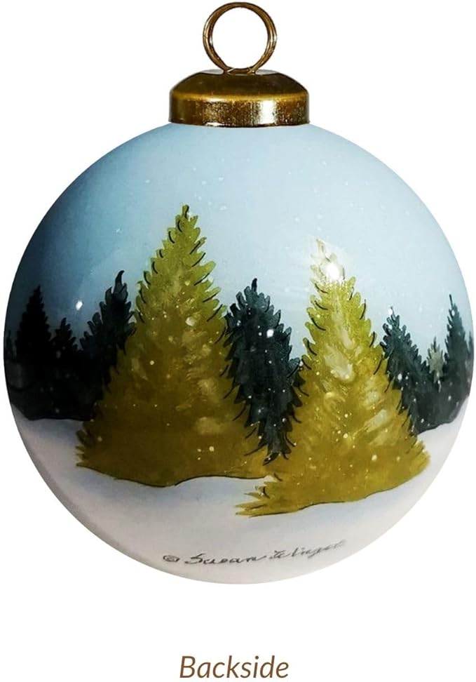 Glass Owl Ornament – Woodland Forest Bird Collectible with Evergreen Tree – Winter Wildlife Christmas Decoration – Unique Owl Gift for Nature Lovers – 3” Reverse-Painted Ornament with Gift Box