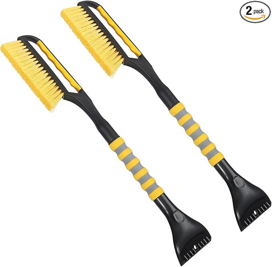 Snow Brush and Ice Scraper for Car Windshield,26.4" Window Scraper Deicer for Car SUV and Truck,Ice Scrapers and Brushes 2 in 1,Winter Car Automotive Exterior Accessories(2Pack Yellow)