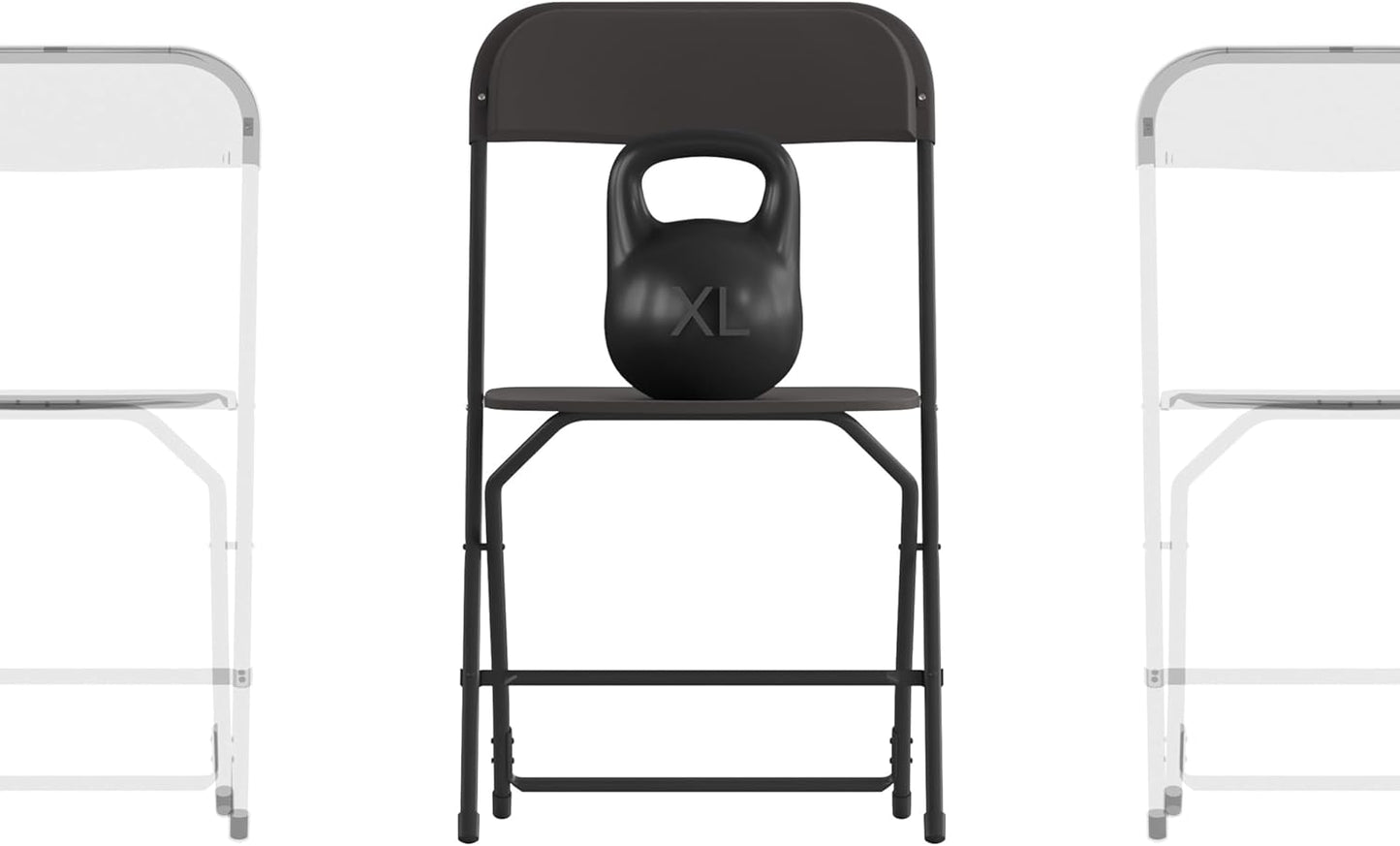 Flash Furniture Hercules Series Big & Tall Stackable Plastic Folding Chairs, Extra Wide Commercial Event Seats, Set of 4, Black