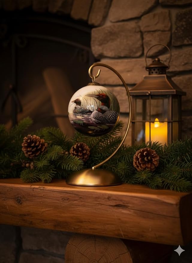 Loon Christmas Ornament – Hand-Painted Glass Loon Ornament for Christmas Tree – Wildlife Holiday Ornament with Common Loon Design – Nature Ornament for Bird Lovers