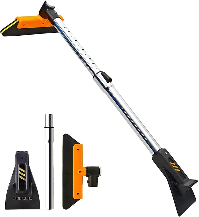COMOWARE Telescoping 2-in-1 Snow Broom & Ice Scraper for Windshield, 32.5 in No-Scratch Snow Brush with Foam Head, Snow Remover Tool for SUV/Truck, Windows, Roof