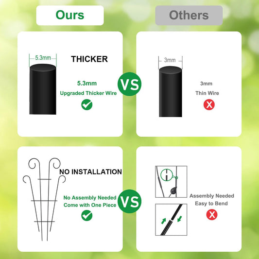 4 Pack 23'' Metal Garden Trellis for Climbing Plants Outdoor, Indoor Plant Trellis Support for Potted Plants, Rustproof Pot Trellis for Houseplant Flower Vines Ivy, Wave Shape, Black