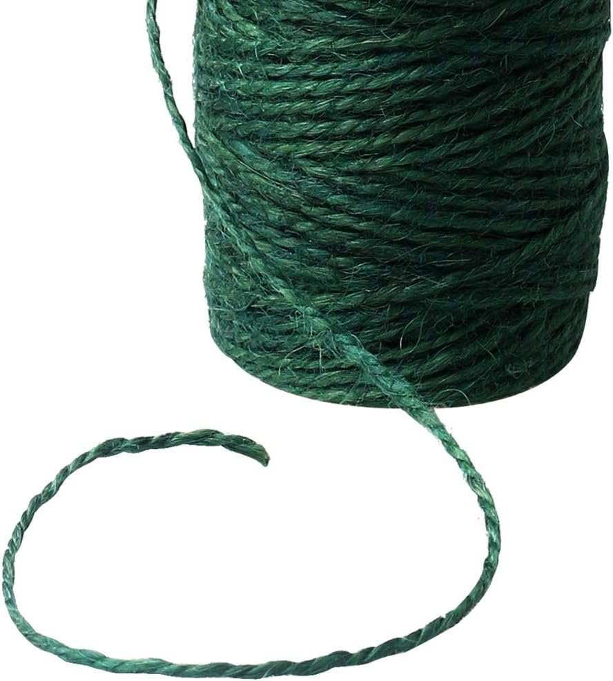 656 Feet Green Garden Twine, Natural Jute Twine Green String Heavy Duty Jute Rope String Christmas Twine for Craft Gardening Floristry Bundling Gift Wrapping (328Feet/Roll)