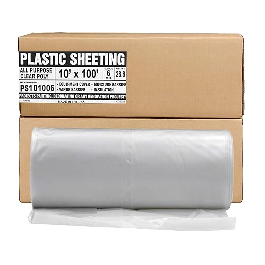 Aluf Plastics Plastic Sheeting - 10' x 100', 6 MIL Heavy Duty Gauge - Clear Vapor and Moisture Barrier Sheet Tarp/Drop Cloth for Painting, Furniture Covers, Carpet Cover, Floor, Paint, Painters