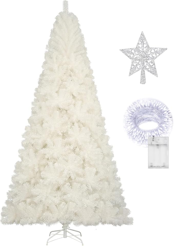 KTKDE 4 Ft White Premium Artificial Christmas Tree Easy to Assemble with Metal Stand w/ 450 Tips, Christmas Tree White Festival Decoration for Home School Office Store etc