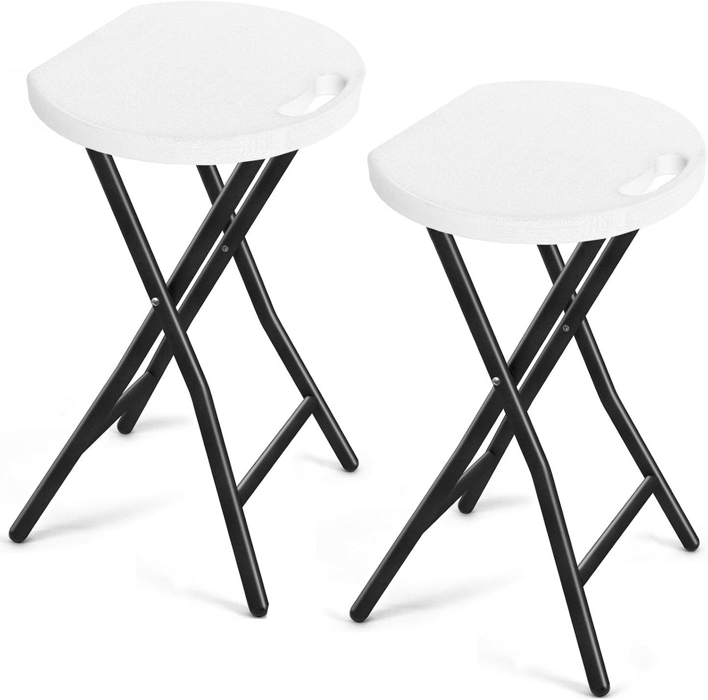 TAVR Furniture Portable Folding Chair with Handle, Heavy Duty Round Fold Stool Chair with 500lbs Capacity for Adults, 18 Inch Foldable Stool for Dorm, Kitchen, Vanity, Church and Outdoor use