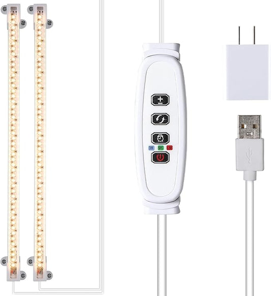 LED Grow Light Strips, 13 Inches Grow Lights for Indoor Plants Full Spectrum 3500K, 96 LEDs Plant Light with 3/9/12H Timer, 10 Dimmable Levels for Seedling Succulent, 2 Head