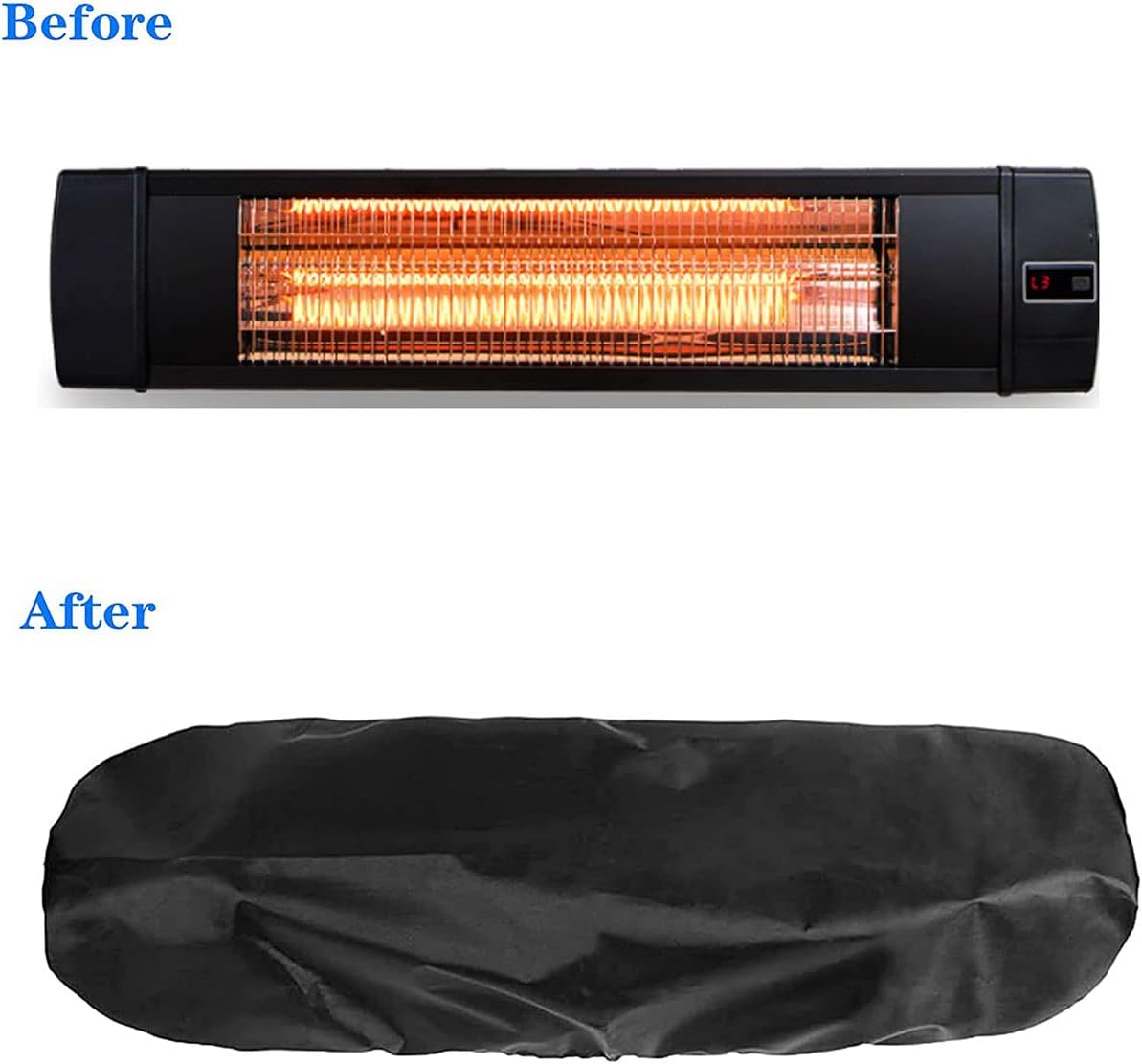 Wall-Mounted Patio Heater Cover - Black 36.5''L *9.5''H *6.5 '' W Electric Heater Cover,420D Oxford Waterproof Dustproof Infrared Heater Covers for Indoor Outdoor Garage Backyard Hanging Patio Heaters