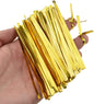 HAHIYO 300Pcs 4 inches Gold Metal Twist Ties Bread Candy Coffee Bag Ties Plant Garden Twist Ties for Cellophane Treat Bags Gift Wraping Bags Plastic Bags Halloween Party Cake Present Art Crafts