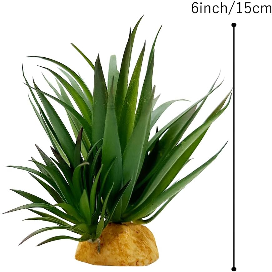 Smoothedo-Pets Reptile Artificial Plants Succulent Terrarium Decorative Desert Rainforest Plant Lizard Beard Chameleon Gecko Snake Amphibious Sea Turtle Tank Accessory (Agave-Set)