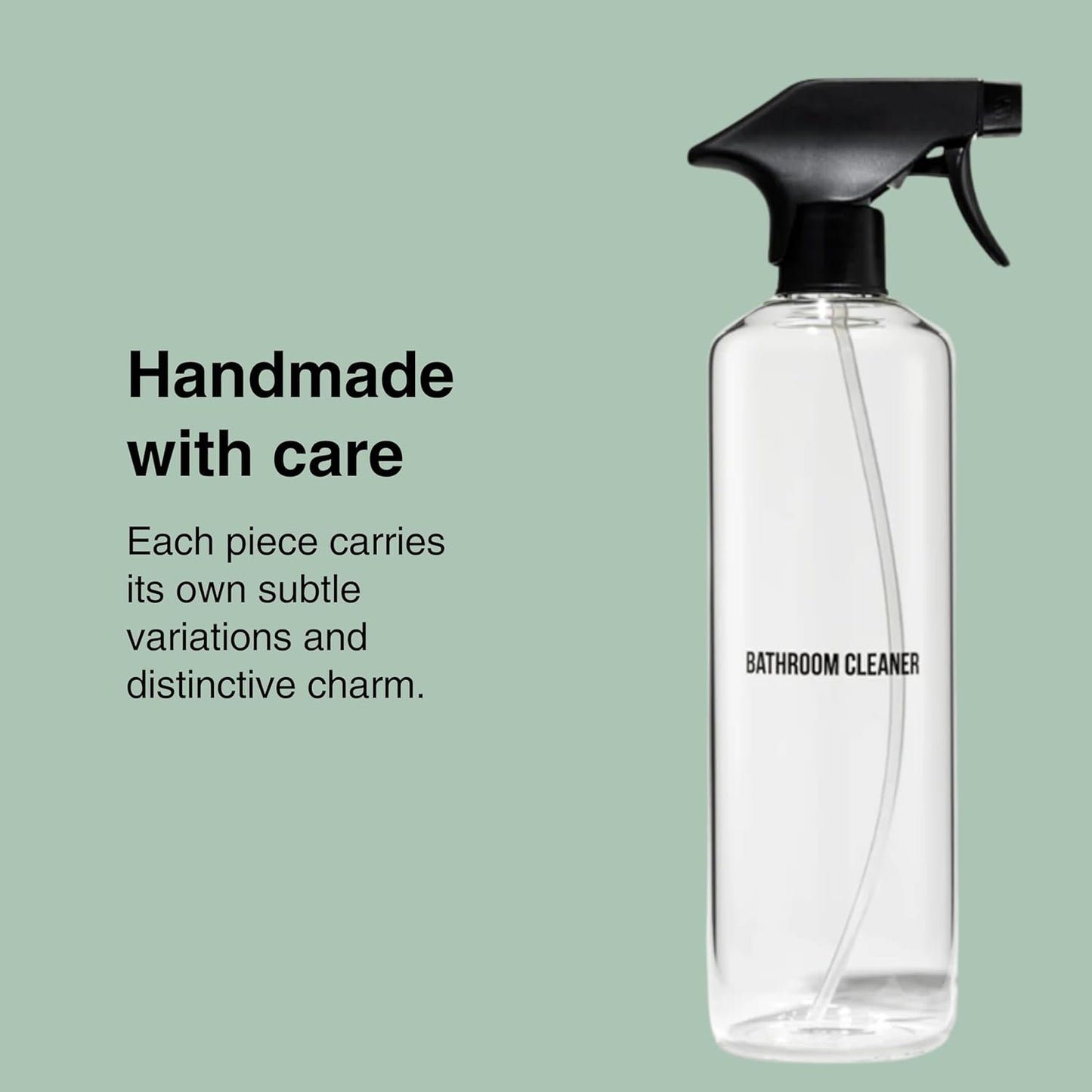 Public Goods Empty Glass Spray Bottle for Bathroom Cleaner | Refillable Spray Bottle for Cleaning | Made with Clear Borosilicate Glass for Toilets, Tile, Showers, Sinks | BPA Free | 24 Oz