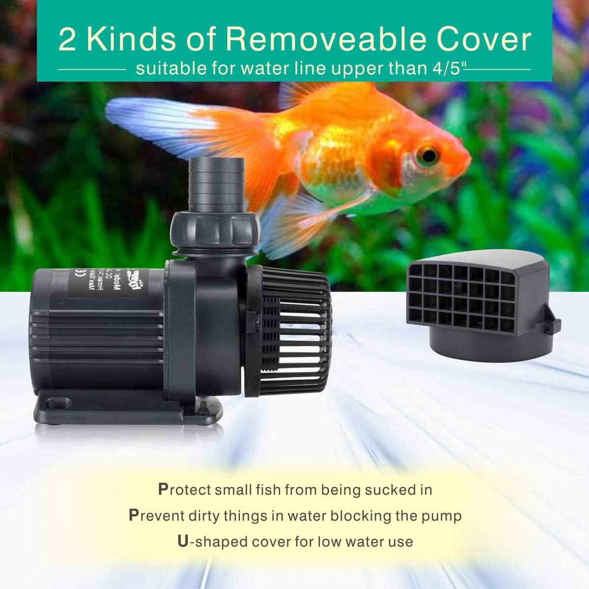Hygger 1350GPH Quiet Submersible and External 24V Water Pump, with Controller (30%-100% Settings), Powerful Return Pump for Fish Tanks, Aquariums, Ponds, Fountains, Sump, Hydroponics (40W, 13.1ft)