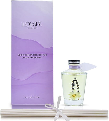 LOVSPA Reed Diffuser Set, Sleep Lavender Vanilla Scented Oil Diffuser with Sticks, Home Fragrance Accessories for Bathroom Shelf Decor, Aroma Diffusers for Home or Office Desk, USA Made