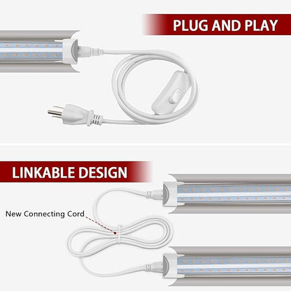 8 Pack LED Grow Light 4FT, Upgrade 336W(8×42W) High Intensity Full Spectrum Indoor Grow Lights with High PPFD Value, T8 Grow Lights for Indoor Plants, Seed Starting, Succulent, Vegetables
