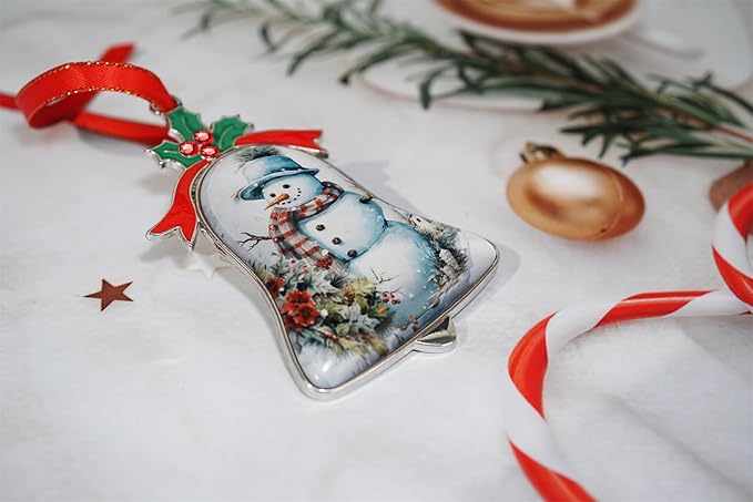 Christmas Ornaments Bell Ornaments for Christmas Tree Ornaments Pendant Decorative Metal Glass Xmas Ornamentses Home Holidays Party Decor Snowman in Holidays