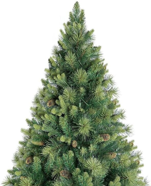 Naomi Home 9ft Christmas Tree with Lights Realistic Traditional Christmas Tree Prelit with Pine Cones Foot Pedal 2294 Branch Tips 1050 Warm Lights and Metal Stand Aritificial