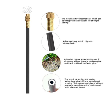New drip Irrigation kit, Automatic Garden Watering System, Quick Connector and 360-degree Bending Dropper atomizing Copper Nozzle, Garden Plant Lawn Courtyard Watering System.(25spray nozzles)