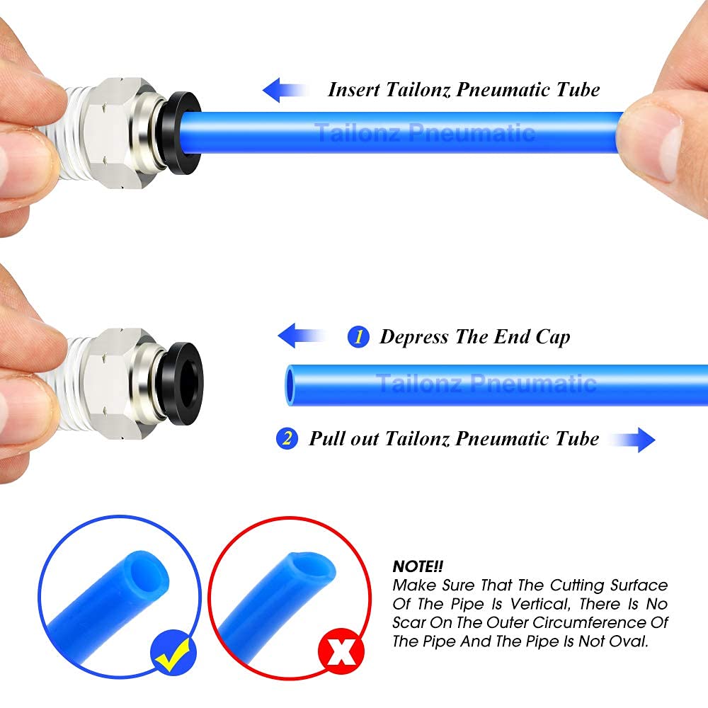 TAILONZ PNEUMATIC Elbow and Straight Combination 5/16 Inch Tube OD x 3/8 Inch NPT Thread Push to Connect Fittings PC-5/16-N3+PL-5/16-N3(Pack of 4)