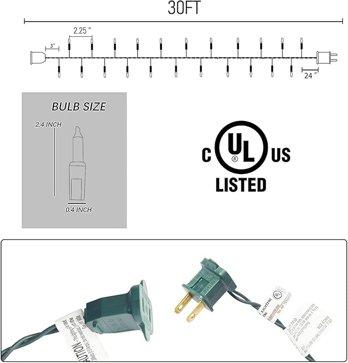 FUNPENY Christmas Lights, 30FT 150 Incandescent Mini Clear String Lights, Warm White With Green Wire for Indoor Outdoor Tree Xmas Party Holiday Home Decorations