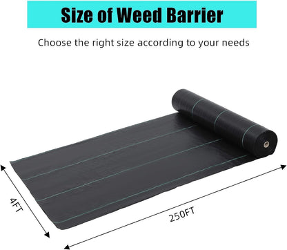 Broadfashion 4ft x 250ft Premium Weed Barrier Landscape Fabric, 5oz Heavy Duty, Weed Control Fabric, High Permeability Good for Flower Bed, Driveway Fabric Ground Cover