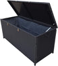 Oakland Living Charcoal Black Indoor and Outdoor Balcony Patio Deck Porch Pool 113 Gallon Wicker Storage Box Trunk Bin with Metal Frame