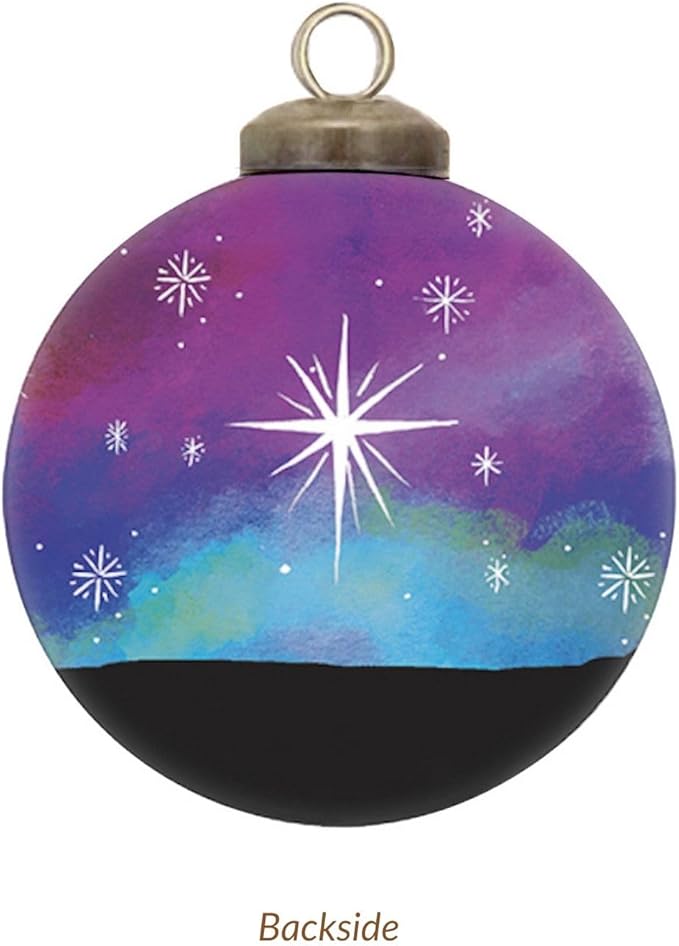 Starlight Nativity Ornament–Hand-Painted Glass Nativity Scene Christmas Ornament, Religious Christian Holy Family Ornament, Catholic, Manger Baby Jesus for Christian Holiday Décor