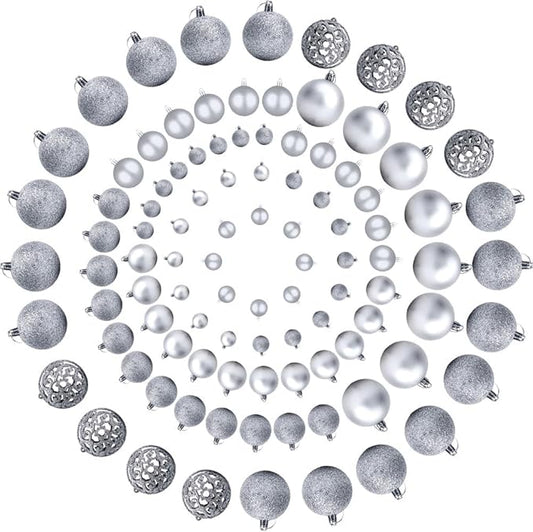 100-Pack Christmas Ball Ornaments for Tree,Shatterproof Plastic Holiday Baubles Set in Assorted Sizes and Finishes, Christmas Tree Decorations for Home, Office, Party, Indoor Outdoor Use