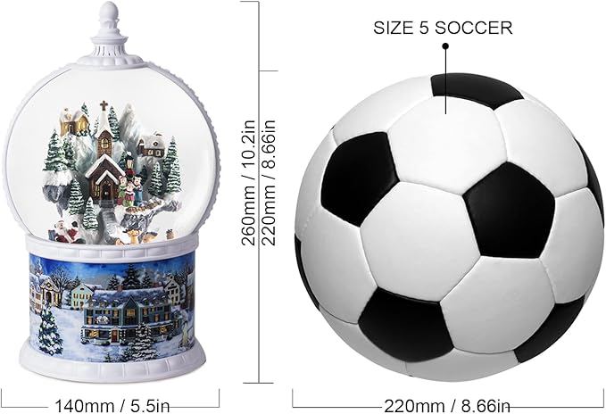 10.2 Inch High Large Size Christmas Snow Globes Musical Box with 8 Songs, Xmas Lighted Big Glitter Snow Globes 6 Hours Timer Christmas Birthday Gift Deluxe Carousel Snow Globes
