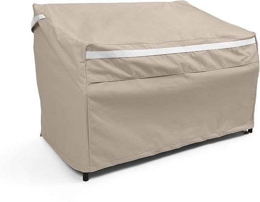 Covermates Prestige Outdoor Patio Sofa Cover – Water-Resistant 900D Polyester, Rot-Resistant Double-Stitched Seams, Auto-Locking Drawcord, Mesh Vents & Buckle Straps, 48W x 26D x 34H, Clay