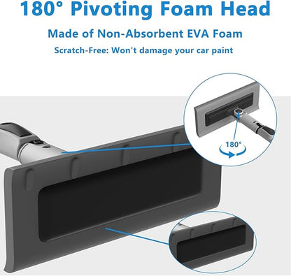 47.3" Ice Scrapers for Car Windshield, EVA Foam Snow Brush for Car, Heavy Duty Snow Broom & Squeegee with 180° Pivoting Head, Scratch-Free Extendable Snow Pusher for Car, SUV, Truck