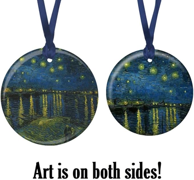 Christmas Tree Ornament, Porcelain Van Gogh Over The Rhone fine Art Keepsake Ornament by RainCaper
