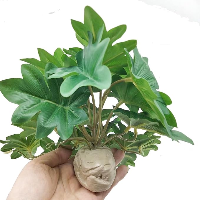 Reptile Fake Plants for Terrarium Artificial Tank Decor Accessories Suitable for Bearded Dragon Ball Python Crested Leopard Gecko Lizard Chameleon Snake-Philodendron selloum