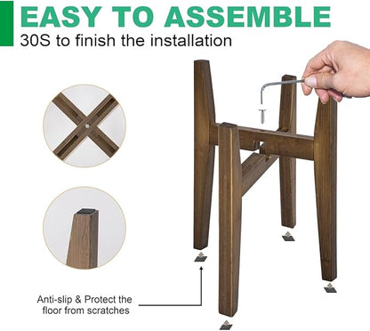 Plant Stand Indoor, Bamboo Plant Shelf, Adjustable Corner Plants Flower Holders Single Floor Plant Stand, Fits 8 to 12 Inches Pots,(Pot & Plant Not Included)(walnut)